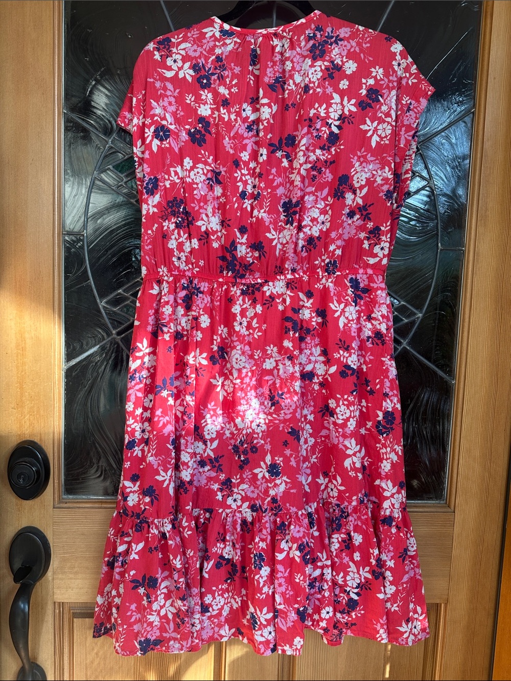 Floral V-Neck Summer Dress - DarkPink - Picture 5 of 5